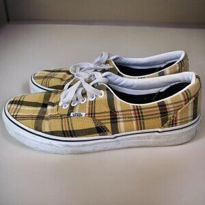 Vans Yellow Plaid Skate Low Top Shoes Women's 9.5 Men's 8